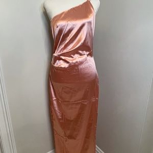 Satin Pink One shoulder dress
